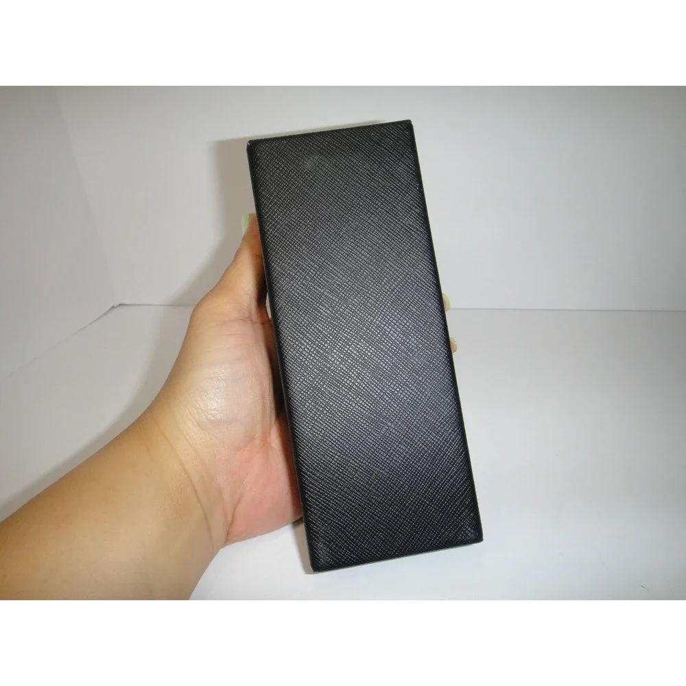 Prada Black Saffiano Leather Sunglasses Case Magnetic Hard Shell Eyewear Box EUC